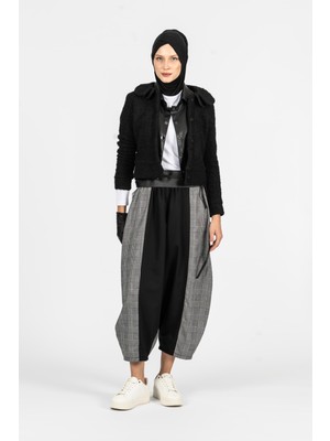 By Özlem Yazan Ekose Garnili Lastik Bel Bol Kesim Kadın Pantolon