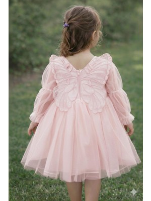 Bes Trend Kız Çocuk Melek Kanatlı Özel Gün Party Elbise 1-5 Yaş