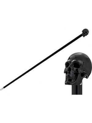 Pasotti Siyah Kafatası Bastonu 92 Cm Emaye Reçine Sap - Ahşap Gövde, Kauçuklu Pirinç Uç