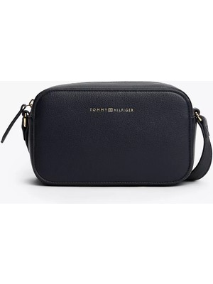 Tommy Hilfiger Kadın Çapraz Askılı Logo Kabartmalı Fermuarlı Lacivert Omuz Çantası AW0AW18115-DW6
