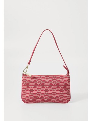 Emporio Armani Kadın Monogram Armani Kartal Baskılı Iç Cepli Çıkarılabilir Kısa Askılı Kırmızı Omuz Çantası EW002953 AF11951-F5057