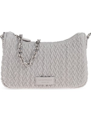 Emporio Armani Kadın Örgü Desenli Fermuarlı Zincirli Omuz Askılı Gri Omuz Çantası EW002961 AF19228-U8028