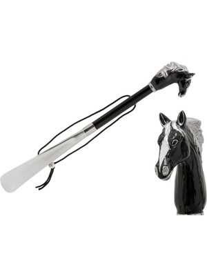 Pasotti Siyah At Ayakkabı Çekeceği 50 Cm Emaye Pirinç Sap - Ahşap Gövde, Abs Uç