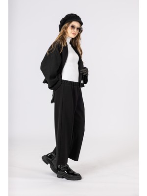 By Özlem Yazan Kaşe Kumaş Rahat Kalıp Kadın Pantolon