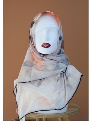 Sinem Monalisa Hibrit Dijital Natural Eşarp Siyah