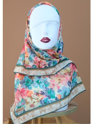 Sinem Monalisa El Dikişli Soft Pamuk Eşarp Yeşil