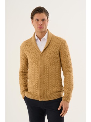 Erkek Şal Yaka Düğmeli Hırka