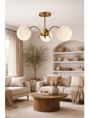 Esslight Hazal 3’lü Eskitme 3 Boyutlu Plafonyer Avize Modern Dekoratif Aydınlatma