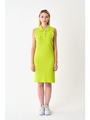 Odelon Kadın Düğmeli Fıstık Pike Elbise