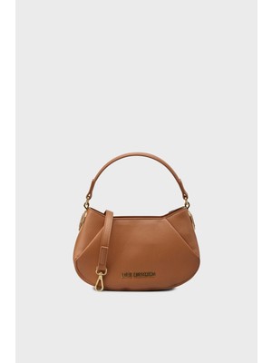Love Moschino Kadın Deri Ayarlanabilir Askı Metal Logo Kahverengi Omuz Çantası JC4369PP0NKF0-200