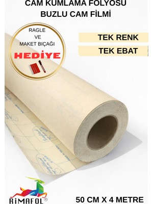 Rimafol Cam Kumlama Folyosu Buzlu Cam Filmi Ofis -Ev-Mutfak Pencere-Cam Balkon Duşakabin 50CMX4M