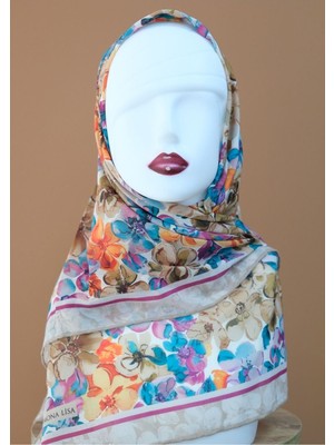 Sinem Monalisa El Dikişli Soft Pamuk Eşarp Bej