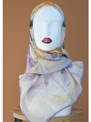 Sinem Monalisa Hibrit Dijital Natıral Eşarp Mor