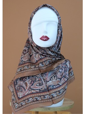 Sinem Picasso Hibrit Dijital Kristal Eşarp Kahverengi