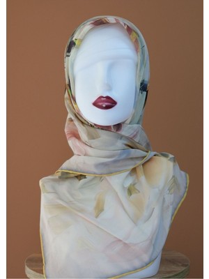 Sinem Monalisa Hibrit Dijital Natural Eşarp Sarı