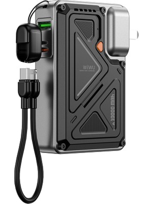 Wiwu WI-P057 Knight Serisi Wireless Type-C&lightning Kablolu Standlı Pd Powerbank 35W 10000MAH Siyah