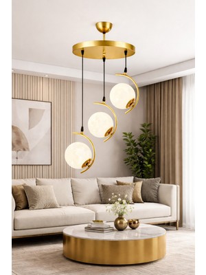 Esslight Flora 3 Lü Eskitme Sarkıt 3 Boyutlu Başlık Salon Mutfak Yatak Odası Avize