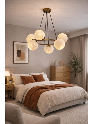 Esslight Kayra 6 Lı Eskitme Sarkıt 3 Boyutlu Başlık Salon Mutfaf Yatak Odası Avize