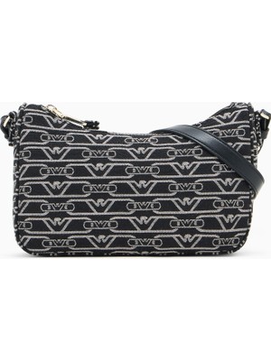 Emporio Armani Kadın Kartal Logo Işlemeli Çapraz Omuz Askılı Siyah Omuz Çantası EW001892 AF19711-FC145