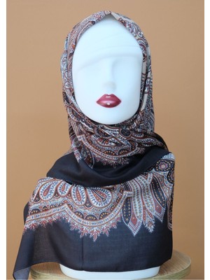 Sinem Monalisa Digital Dubai Kaşmir Eşarp Siyah