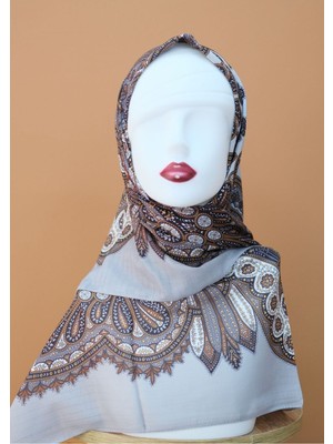 Sinem Monalisa Digital Dubai Kaşmir Eşarp Gri