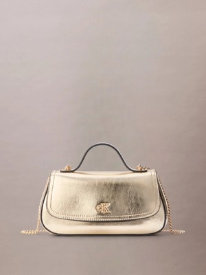 Calvin Klein Kadın Zincirli Omuz Askılı Kabartmalı Ck Logo Altın Omuz Çantası LV04F3306G-3JG