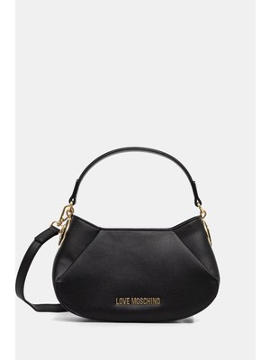 Love Moschino Kadın Deri Ayarlanabilir Askı Metal Logo Siyah Omuz Çantası JC4369PP0NKF0-000