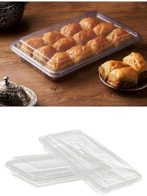 PremiumPort Sızdırmaz Plastik Baklava Saklama Kutusu 500CC 25'li Set