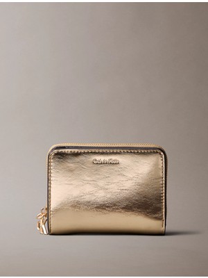 Calvin Klein Kadın Deri Fermuar Kapama Bozuk Para Yeri Altın Cüzdan LV04F1103G-3JG