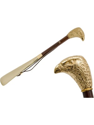 Pasotti Altın Kartal Ayakkabı Çekeceği 50 cm Yaldızlı Reçine Sap - Ahşap Gövde, Abs Uç