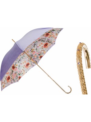 Pasotti Fiori Di Campo Şemsiye, Çift Kumaş Manuel Açma - %100 Polyester - Işlemeli Pirinç Sap Uzunluk: 93 cm - Çap: 102 cm
