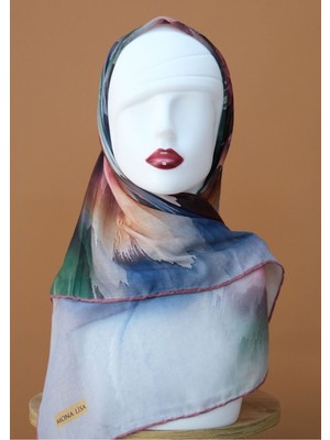 Sinem Monalisa El Dikişli Digital Soft Pamuk Eşarp Pembe