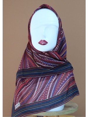 Sinem Monalisa El Dikişli Soft Pamuk Eşarp Bordo