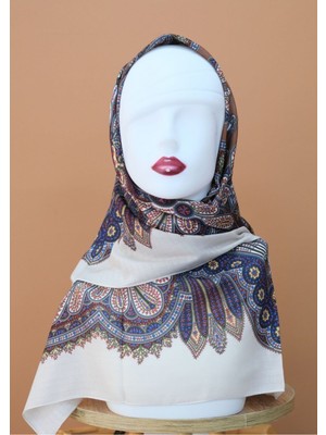 Sinem Monalisa Digital Dubai Kaşmir Eşarp Krem