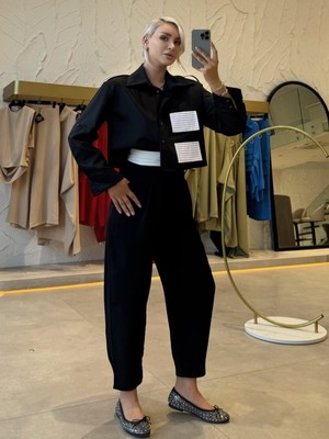 By Özlem Yazan Yüksek Bel Pilise Kemer Detaylı Kadın Pantolon