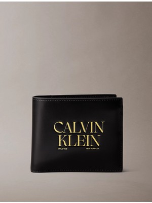 Calvin Klein Erkek Gold Logo Detaylı %100 Deri Siyah Cüzdan LV04D1149G-UB1