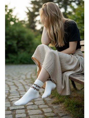 Anemon Socks Pamuklu Bayan Leopar Desenli Çorap 12 Çift