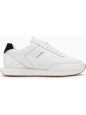 Calvin Klein Erkek Deri Rahat Taban Yuvarlak Burun Calvin Yazı Detay Beyaz Sneaker YM0YM01381-01W