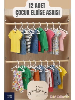 Dükkanönü 12 Adet Decobella Beyaz Plastik Çocuk Elbise Askısı - Bebek Kıyafet Askı Lily