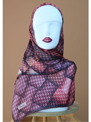 Sinem Picasso El Dikişli Hibrit Digital Kristal Eşarp Kırmızı