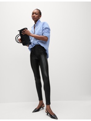 Marks & Spencer Regular Fit Deri Görünümlü Pantolon