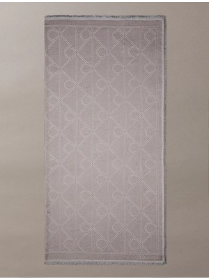 Calvin Klein Kadın Ck Logo Desenli Yumuşak ve Pürüzsüz Kumaşlı Kahverengi Şal & Eşarp & Fular LV04F8077G-VFU