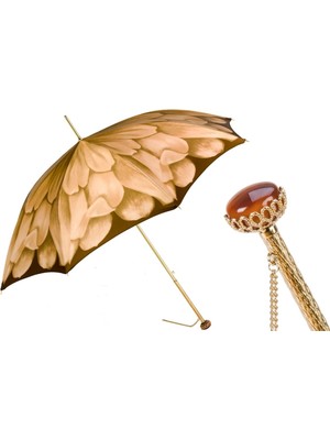 Pasotti Lüks Dahlia Şemsiyesi Otomatik Açma - %100 Polyester - Işlemeli Pirinç Sap Uzunluk: 93 cm - Çap: 102 cm