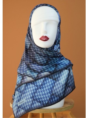 Sinem Picasso El Dikişli Hibrit Digital Kristal Eşarp Okyanus