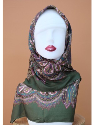 Sinem Monalisa Digital Dubai Kaşmir Eşarp Haki