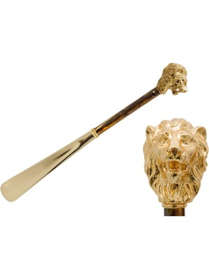 Pasotti Altın Aslan Ayakkabı Çekeceği 50 cm Yaldızlı Reçine Sap - Pmma Gövde, Abs Uç