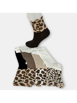 Anemon Socks Pamuklu Bayan Leopar Desenli Çorap 12 Çift