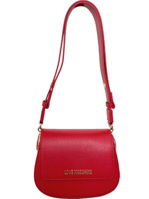 Love Moschino Kadın Deri Ayarlanabilir Askı Metal Logo Kırmızı Omuz Çantası JC4374PP0NKF0-500