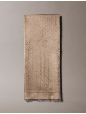 Calvin Klein Kadın Ck Monogram Logolu Bej Şal & Eşarp & Fular LV04F8062G-QBV