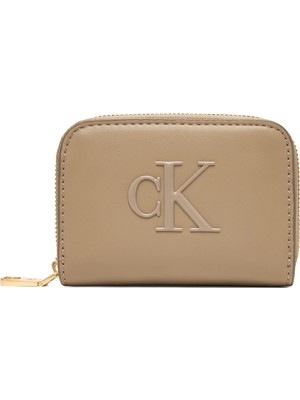 Calvin Klein Kadın Ck Desenli Fermuar Kapamalı Kart Bölmeli Kahverengi Cüzdan LV04F1154G-VFU